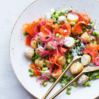Edamame, new potato & trout salad with dill dressing